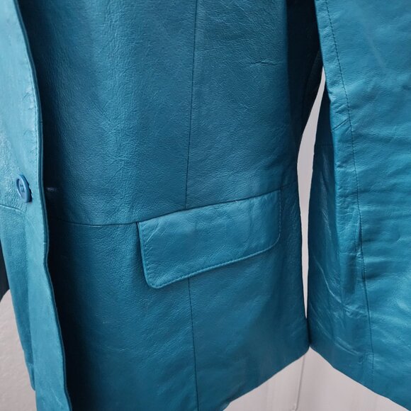 Vintage Chadwick's Women's Teal Leather Jacket Size 12 - Picture 8 of 13